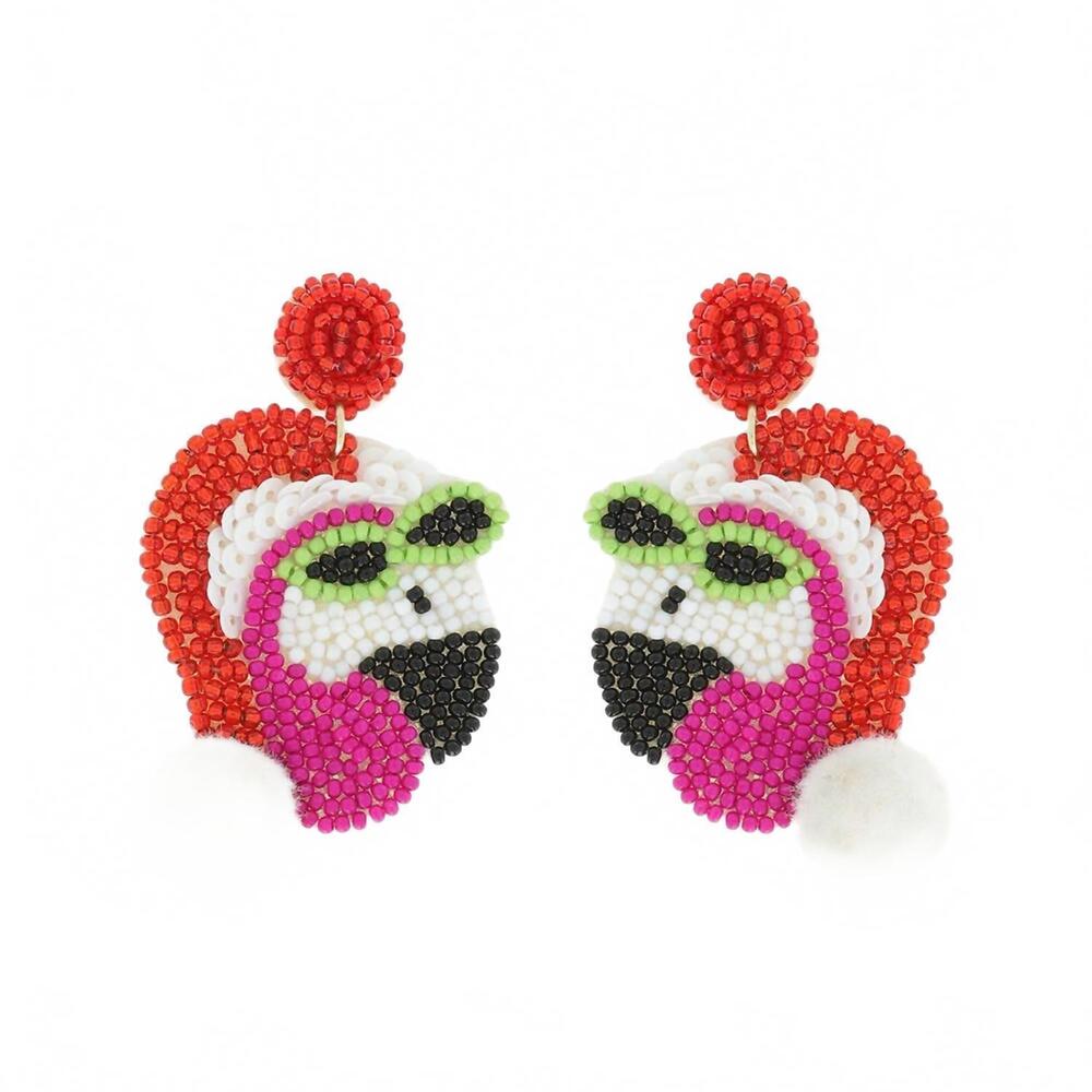 NEW SOPHIA COLLECTION christmas flamingo with hat earrings in multicolor